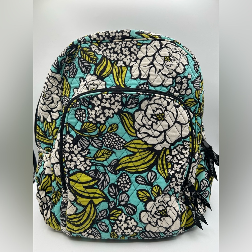 Vera Bradley Island Blooms Laptop Computer Backpack Blue Floral 15"